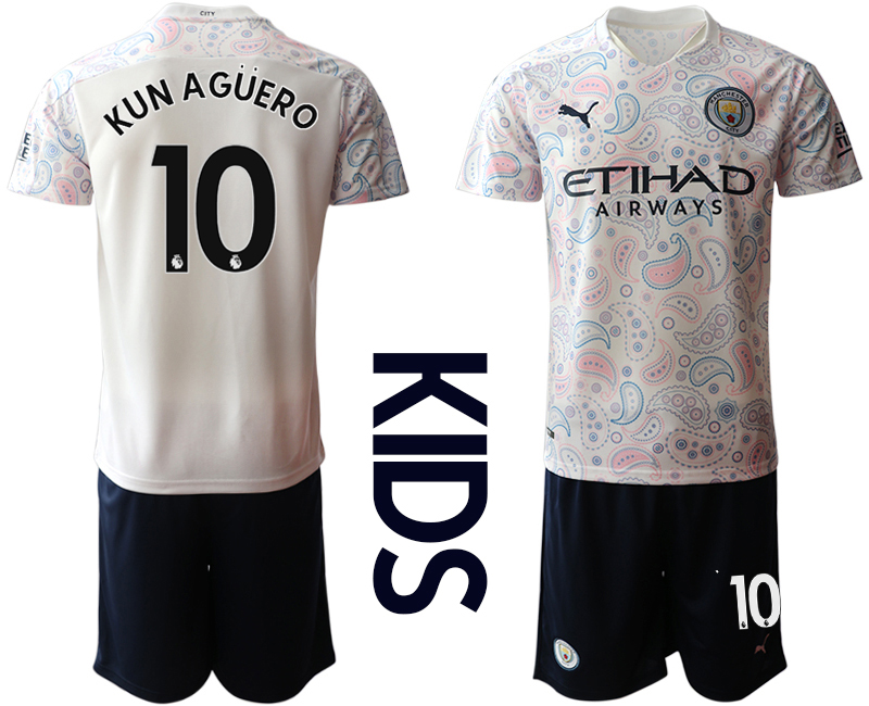 Youth 2020-2021 club Manchester City away white #10 Soccer Jerseys